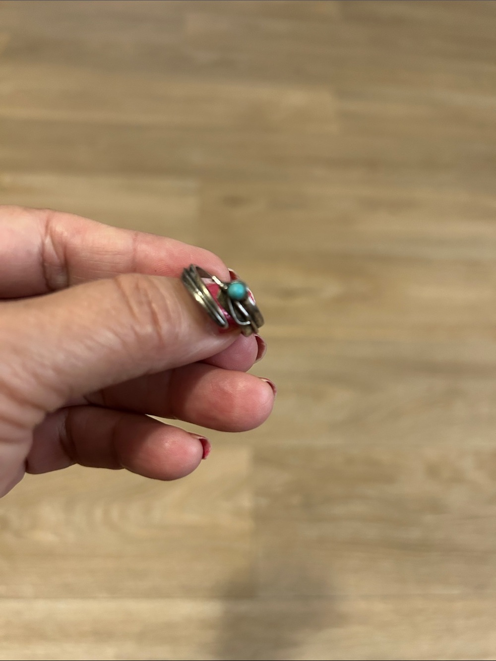 Turquoise Accent Silver Tone Ring- Women Jewelry